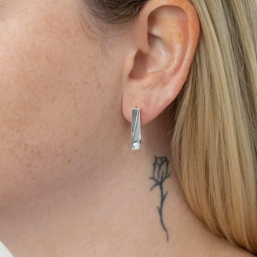 Flex Hoop Earrings with Lab Grown Diamond - Sterling Silver